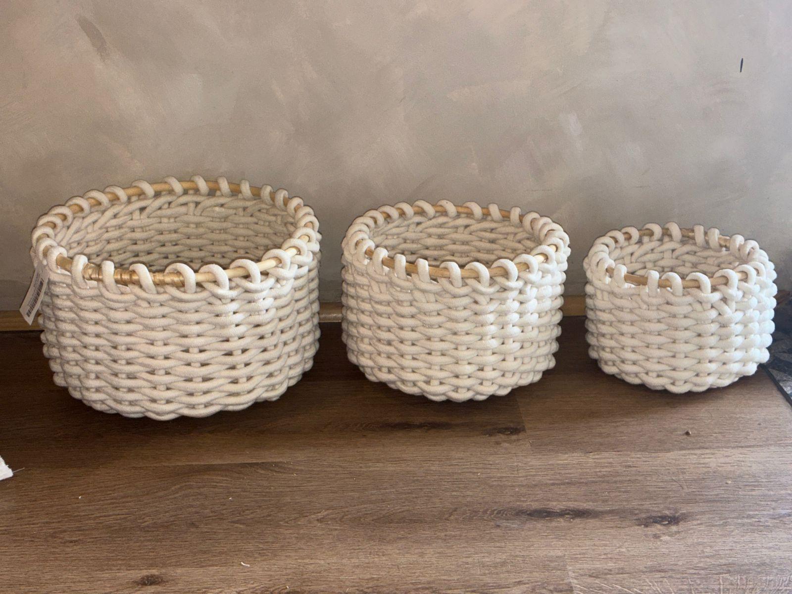 3 Canasto Organizador Tejido Natural Para Decoraci n Hogar-4