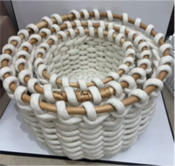 3 Canasto Organizador Tejido Natural Para Decoraci n Hogar-5