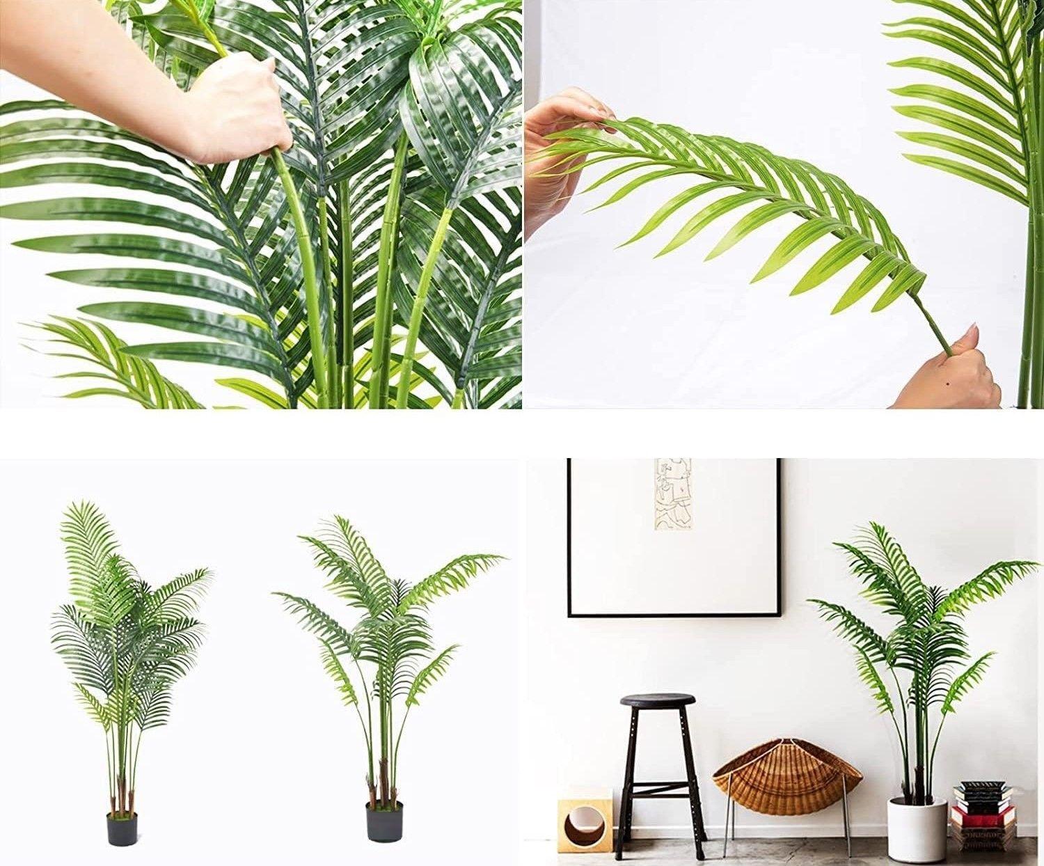 Planta Artificial Con Macetero Plastico Diseño De Palmera De 1,10 Metros-4