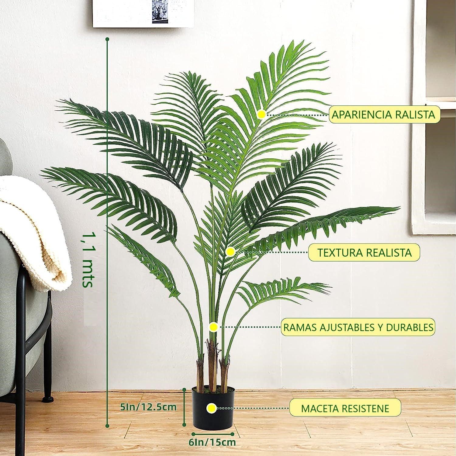Planta Artificial Con Macetero Plastico Diseño De Palmera De 1,10 Metros-5