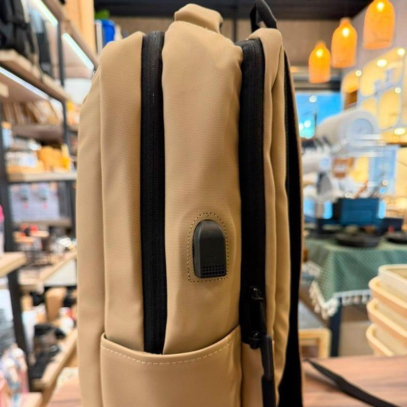 Mochila Para Laptop Unisex Bolso D Espalda Impermeable Beige-6