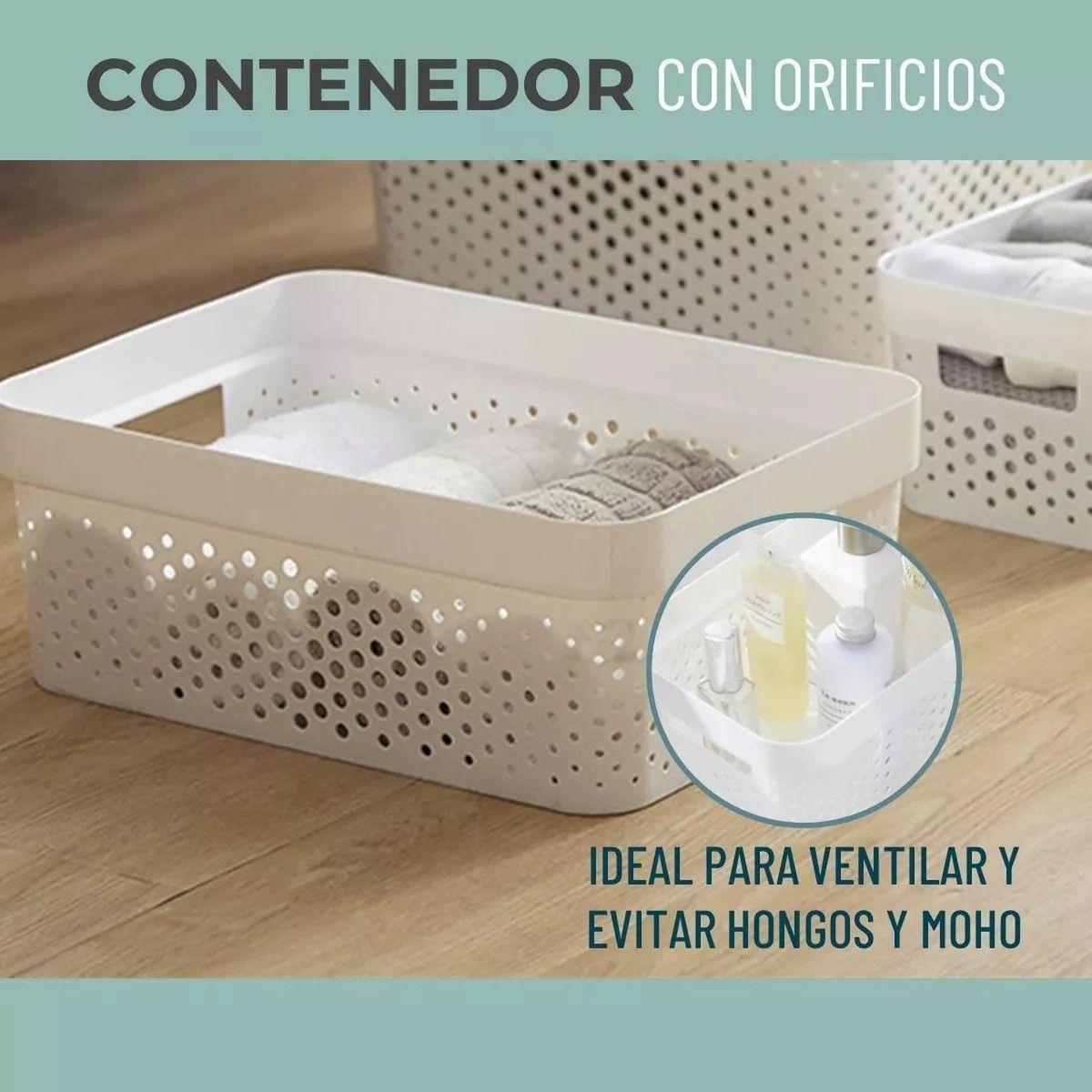 Pack 3 Cajas Organizadoras Tapa Bambu Canastos Multiuso 17 Litros-2