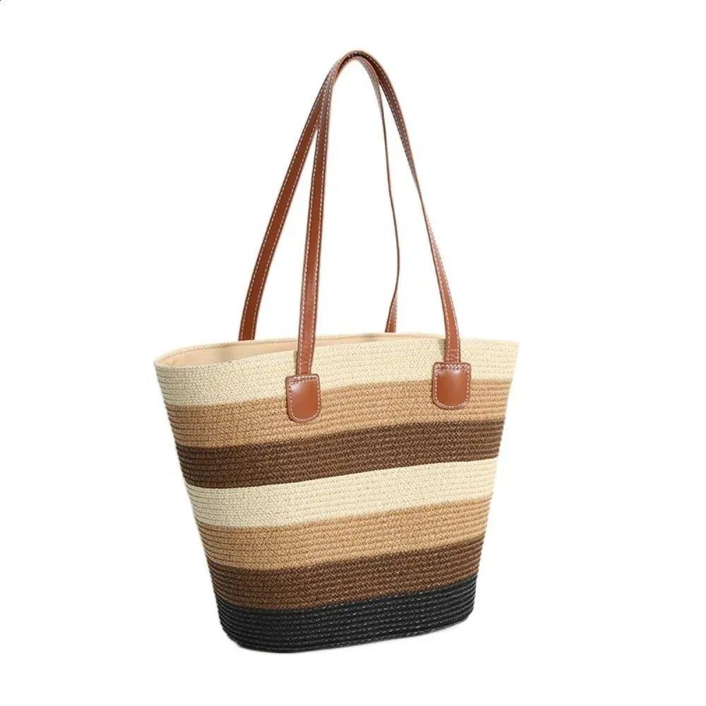 Bolso De Mano Para Mujer Tejido De Paja Para Playa Verano-0