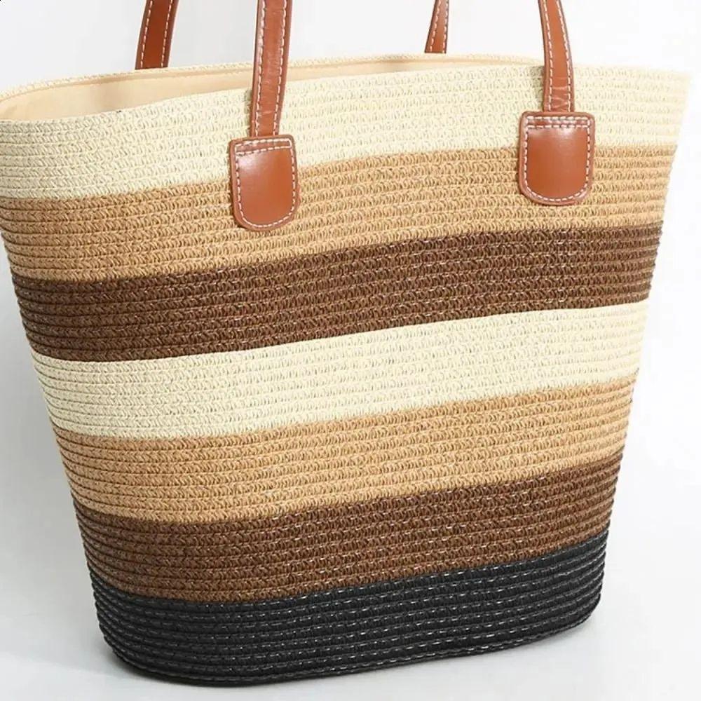Bolso De Mano Para Mujer Tejido De Paja Para Playa Verano-2