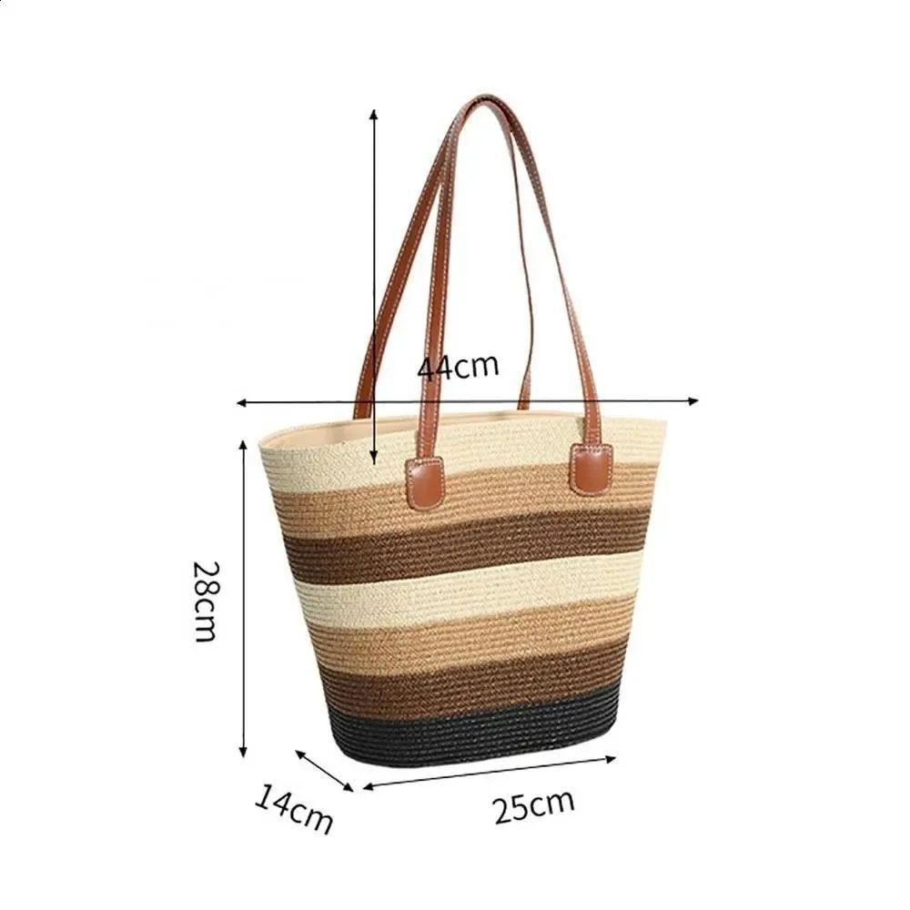 Bolso De Mano Para Mujer Tejido De Paja Para Playa Verano-5