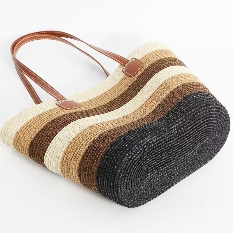 Bolso De Mano Para Mujer Tejido De Paja Para Playa Verano-6