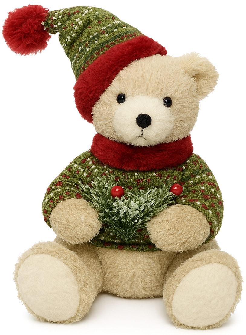 Oso Peluche Pascuero Navideño Adorno Para Arbol De Navidad de 40cm-0