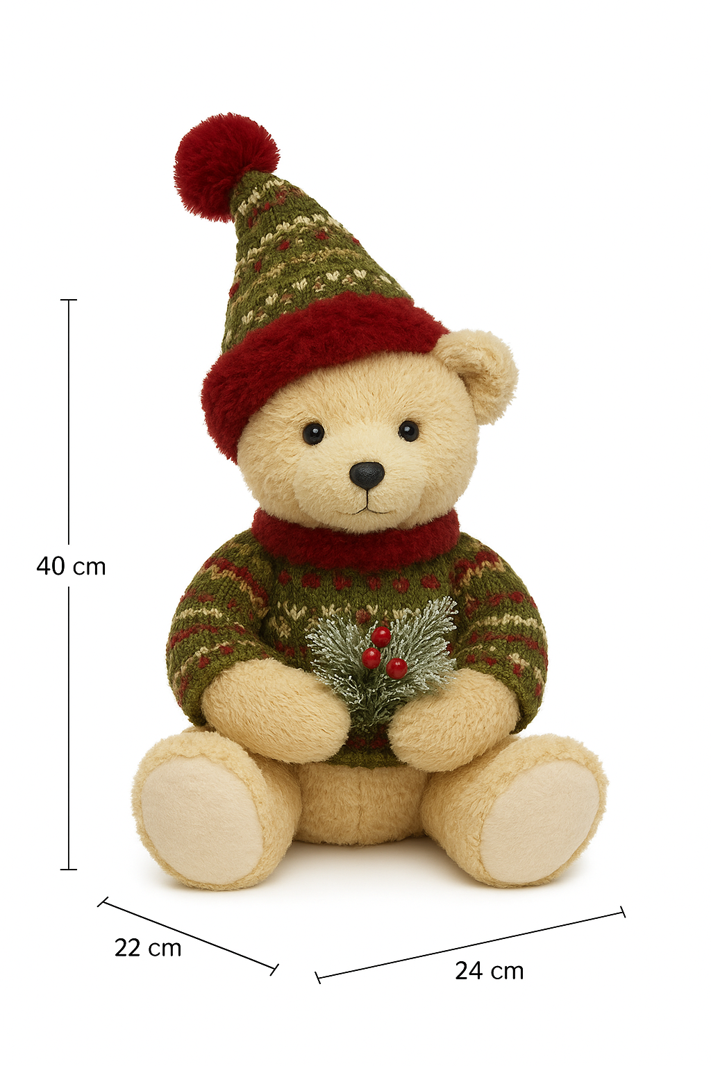 Oso Peluche Pascuero Navideño Adorno Para Arbol De Navidad de 40cm-2
