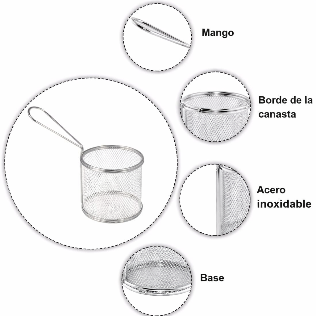 Canasto o Cesta Para Papas Fritas Con Salsa Acero Inoxidable-3