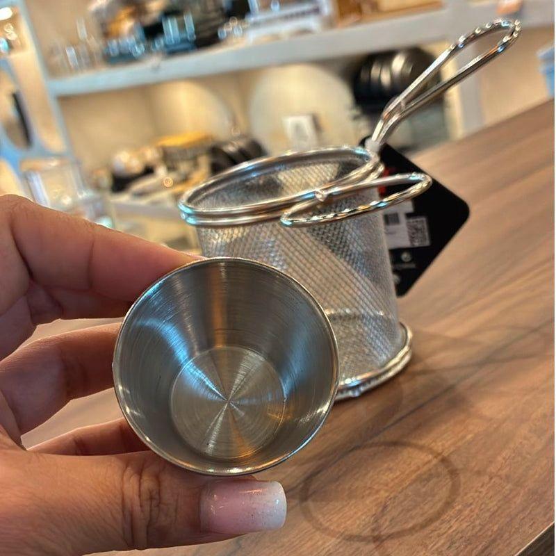 Canasto o Cesta Para Papas Fritas Con Salsa Acero Inoxidable-5