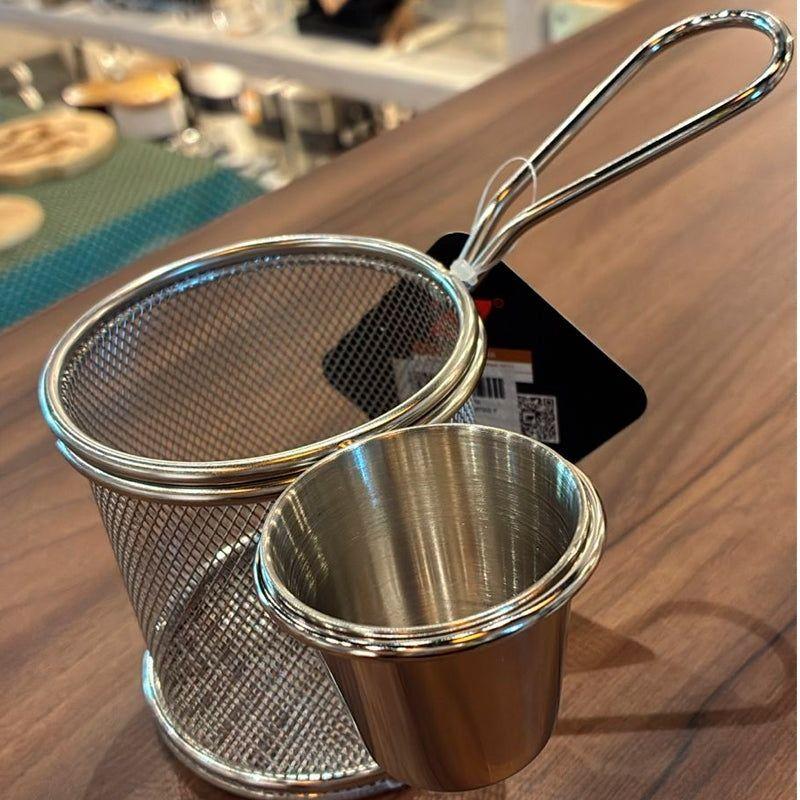 Canasto o Cesta Para Papas Fritas Con Salsa Acero Inoxidable-6