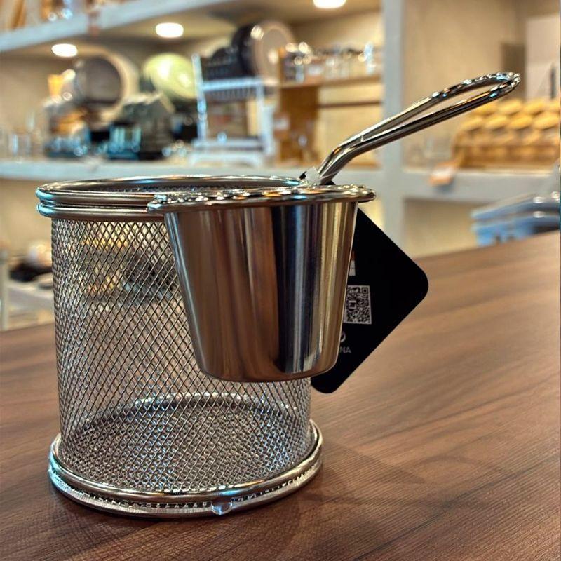 Canasto o Cesta Para Papas Fritas Con Salsa Acero Inoxidable-7