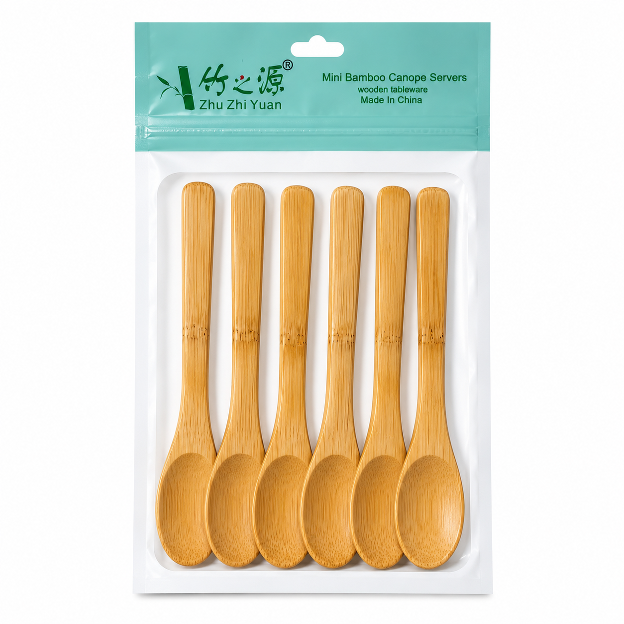 Set 6 Cucharas Bambu Natural Reutilizable Cucharita Salsas-0