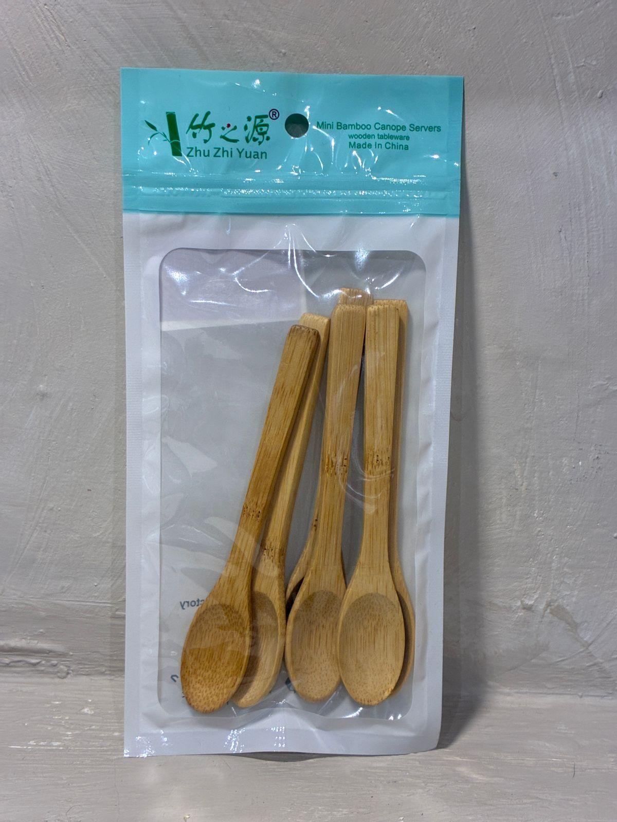 Set 6 Cucharas Bambu Natural Reutilizable Cucharita Salsas-4