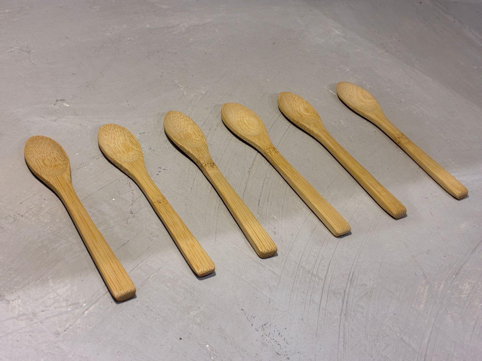 Set 6 Cucharas Bambu Natural Reutilizable Cucharita Salsas-5