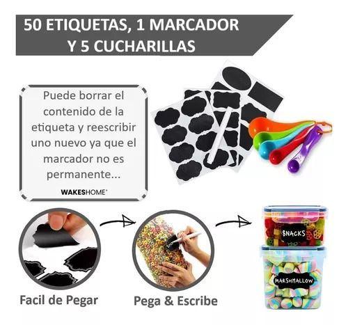 Set 42 Recipientes Organizador De Despensa Herméticos Blanco Para Cocina-3