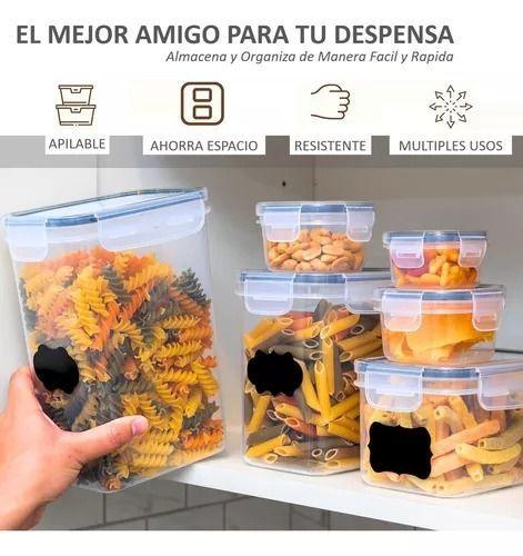 Set 42 Recipientes Organizador De Despensa Herméticos Blanco Para Cocina-5