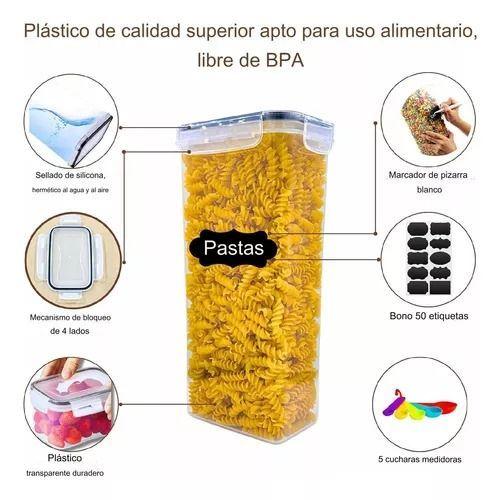Set 42 Recipientes Organizador De Despensa Herméticos Blanco Para Cocina-7