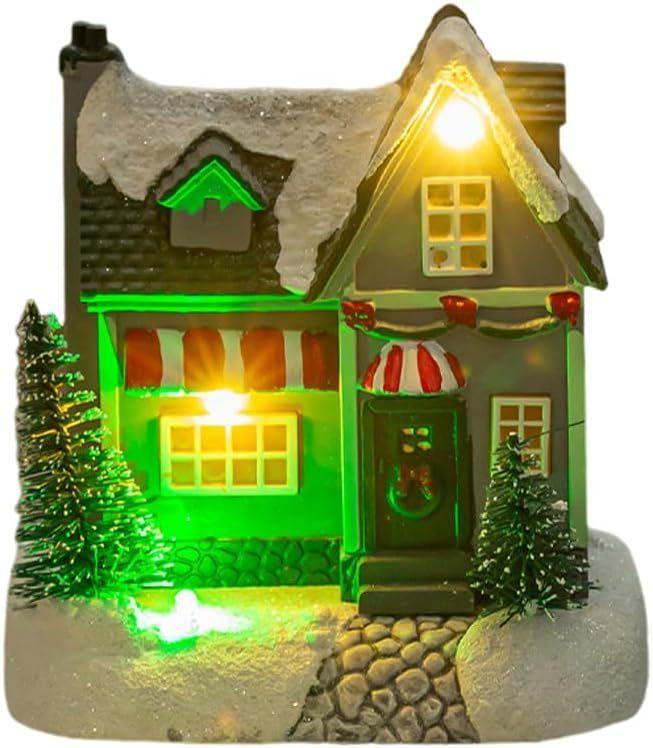 Casita Adorno De Navidad Decoracion De Pascua Para Arbolito Gris-1