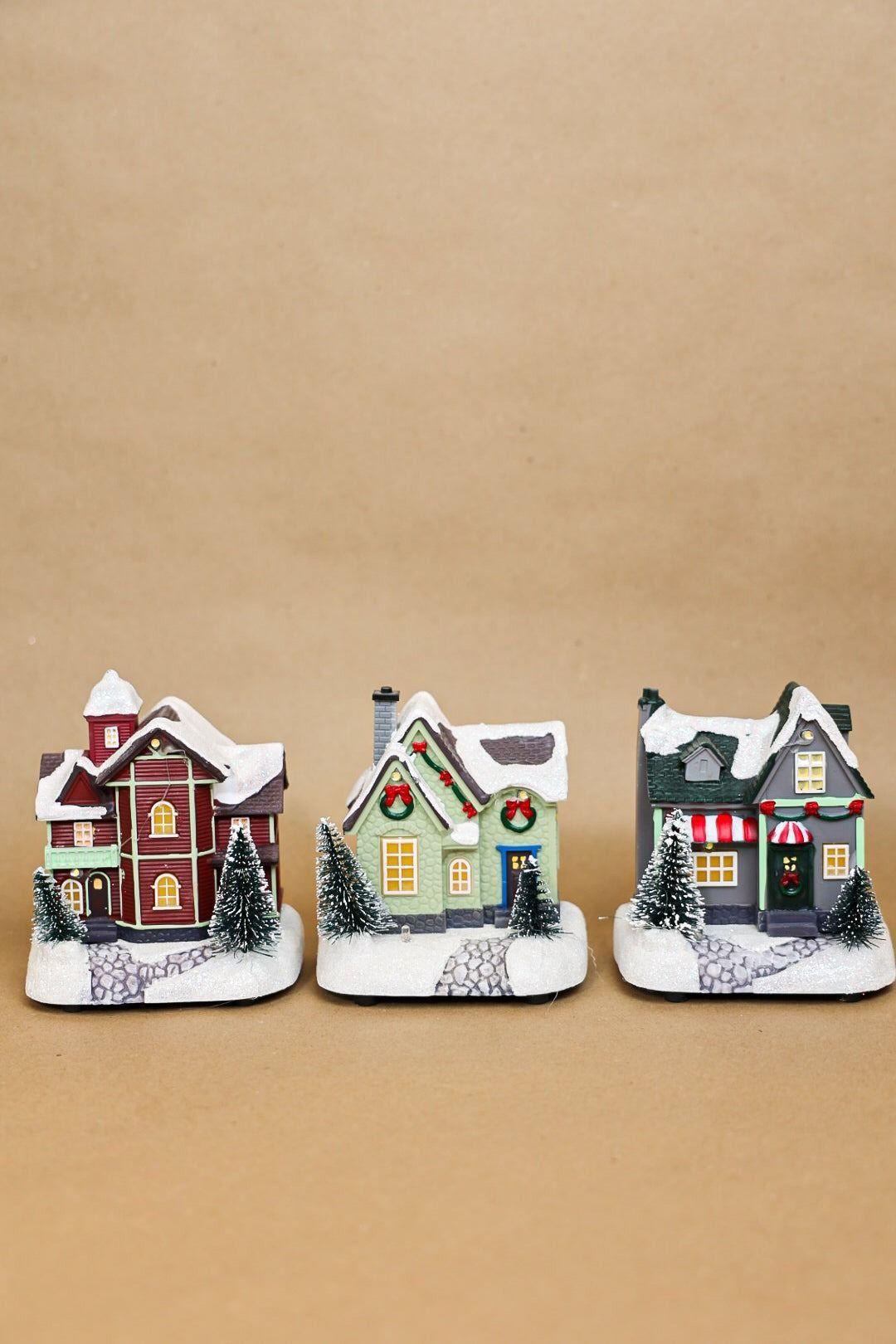 Casita Adorno De Navidad Decoracion De Pascua Para Arbolito Gris-3