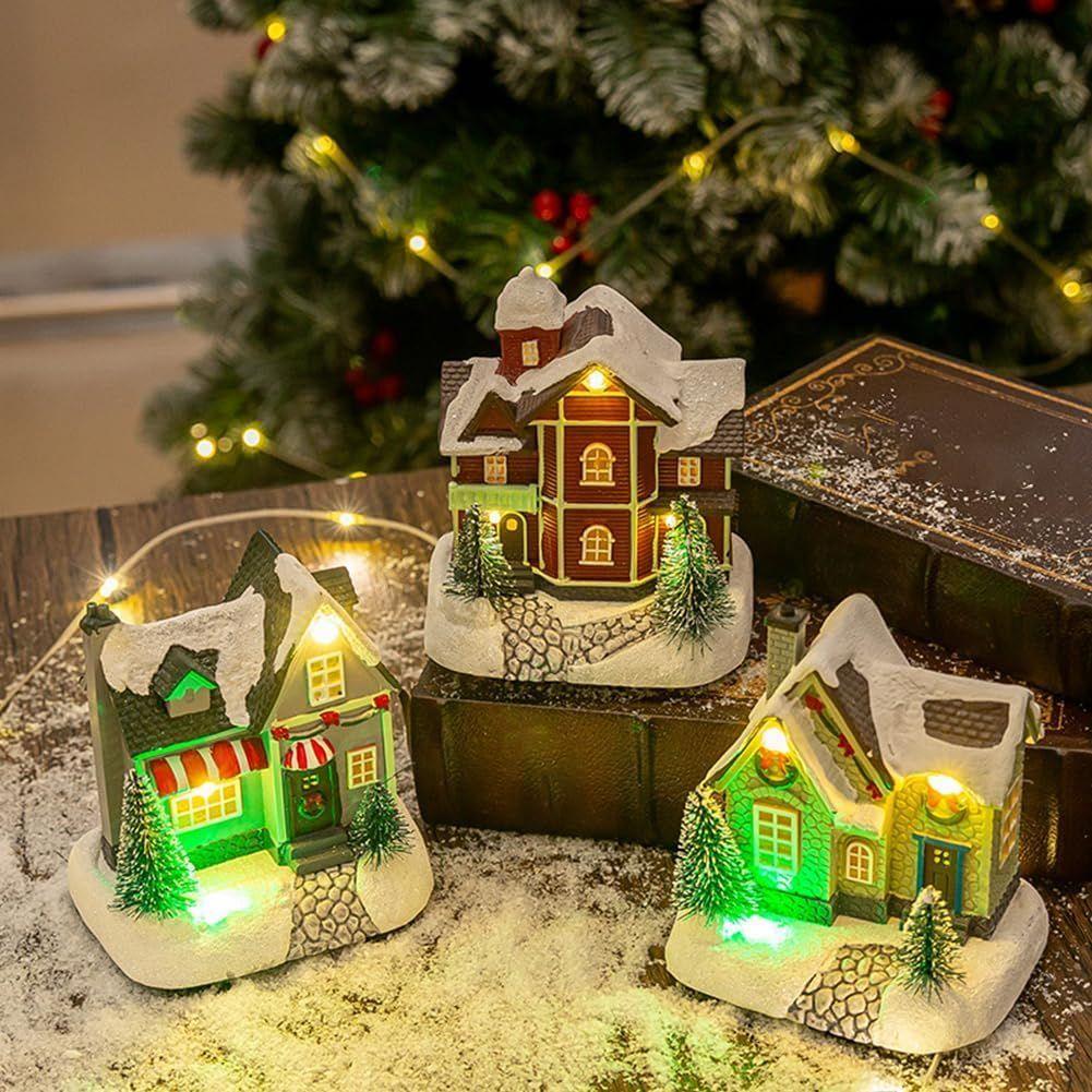 Casita Adorno De Navidad Decoracion De Pascua Para Arbolito Gris-5