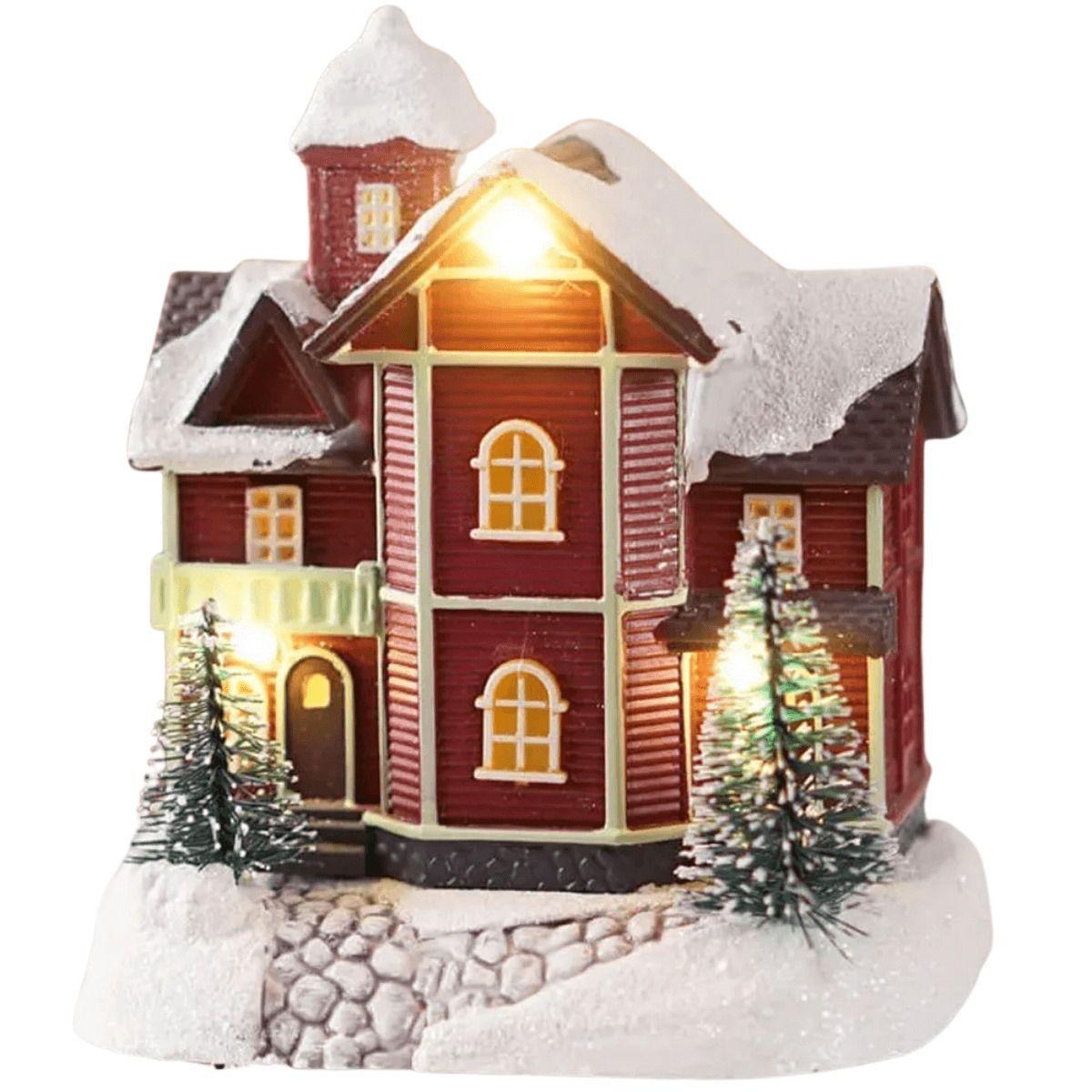 Casita Adorno De Navidad Decoracion De Pascua Para Arbolito Gris-0