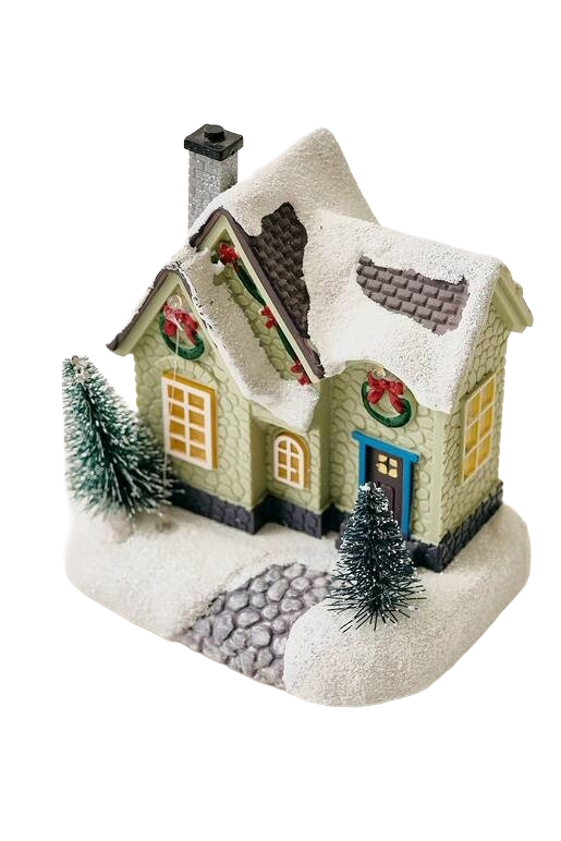 Casita Adorno De Navidad Decoracion De Pascua Para Arbolito Gris-0