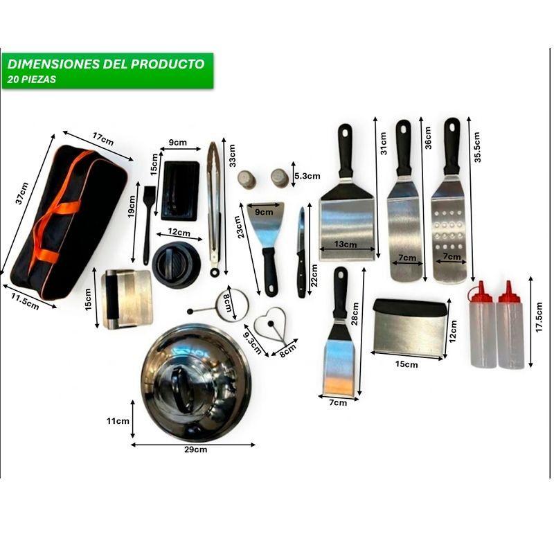 Juego De Accesorios Parrilla 20pcs Herramientas De Plancha-3