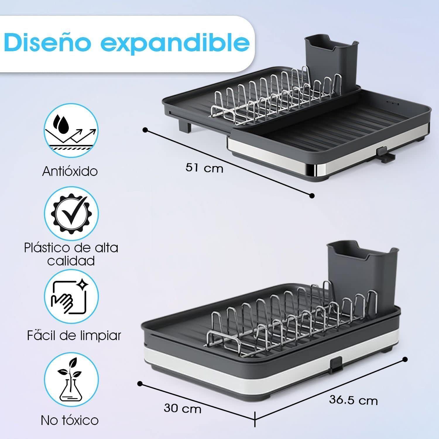 Secaplatos Escurridor Plegable Con Soporte Para Cubiertos-3