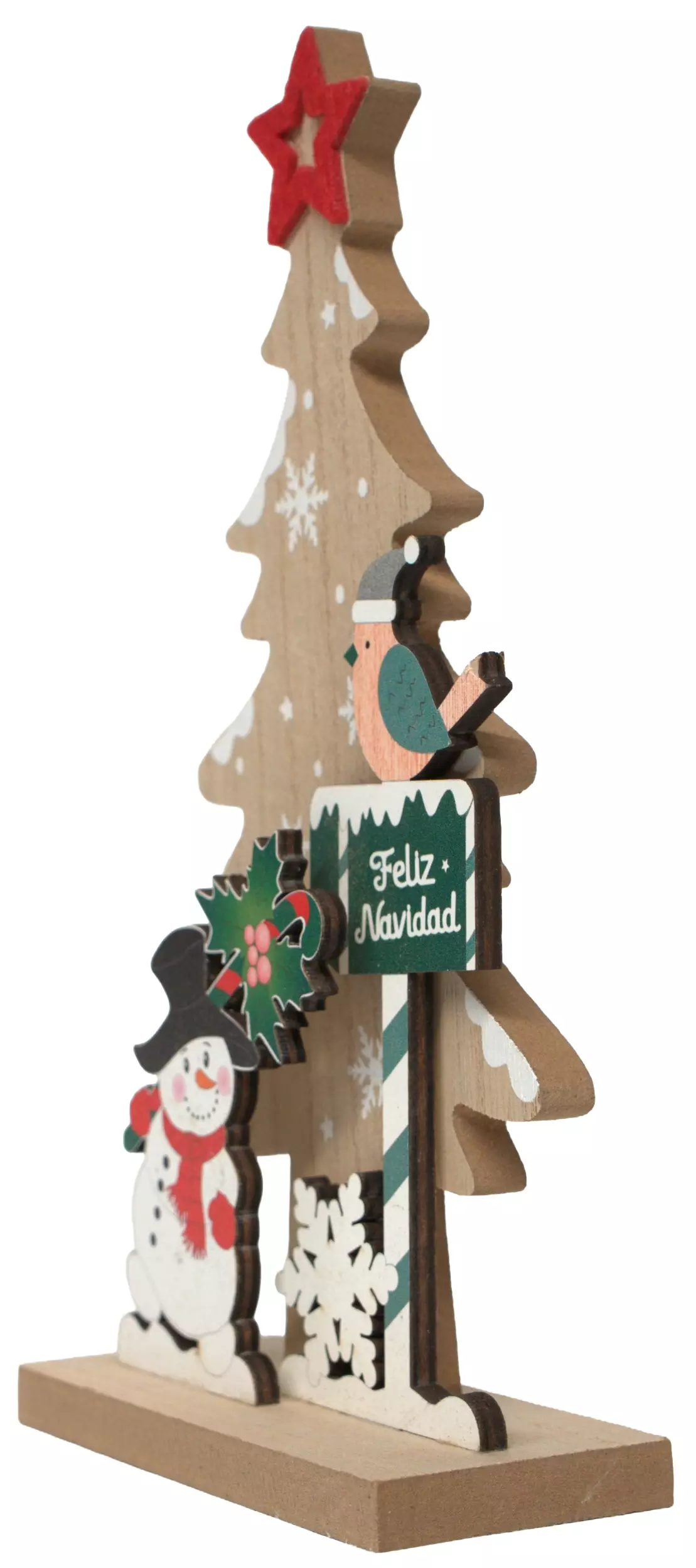 Adorno Navideño 22x11cm Mdf Hombre De Nieve Arbol De Navidad Como En La Imagen-2