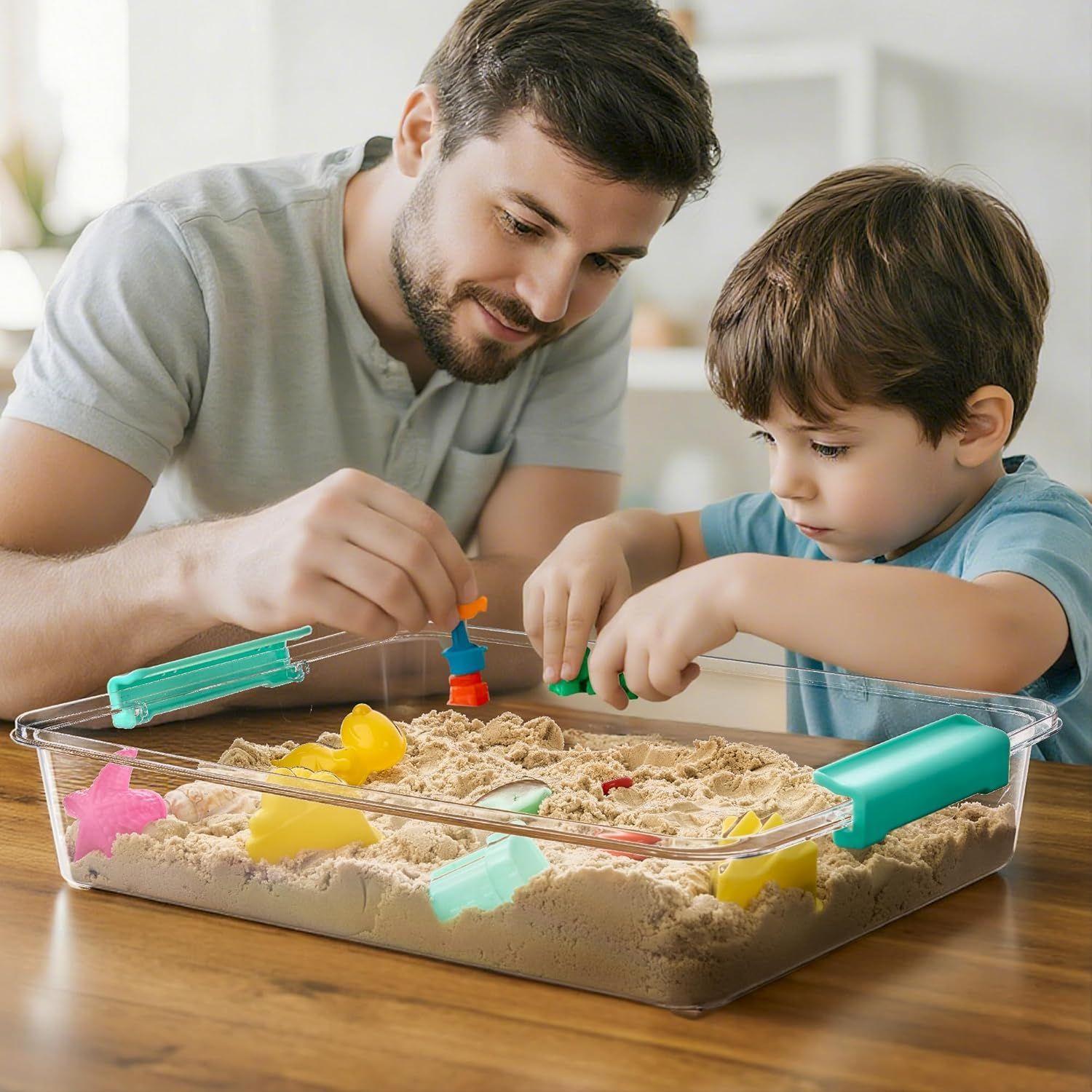 Pack 4 Contenedores De Almacenamiento De Plástico Con Tapas Turquesa-4