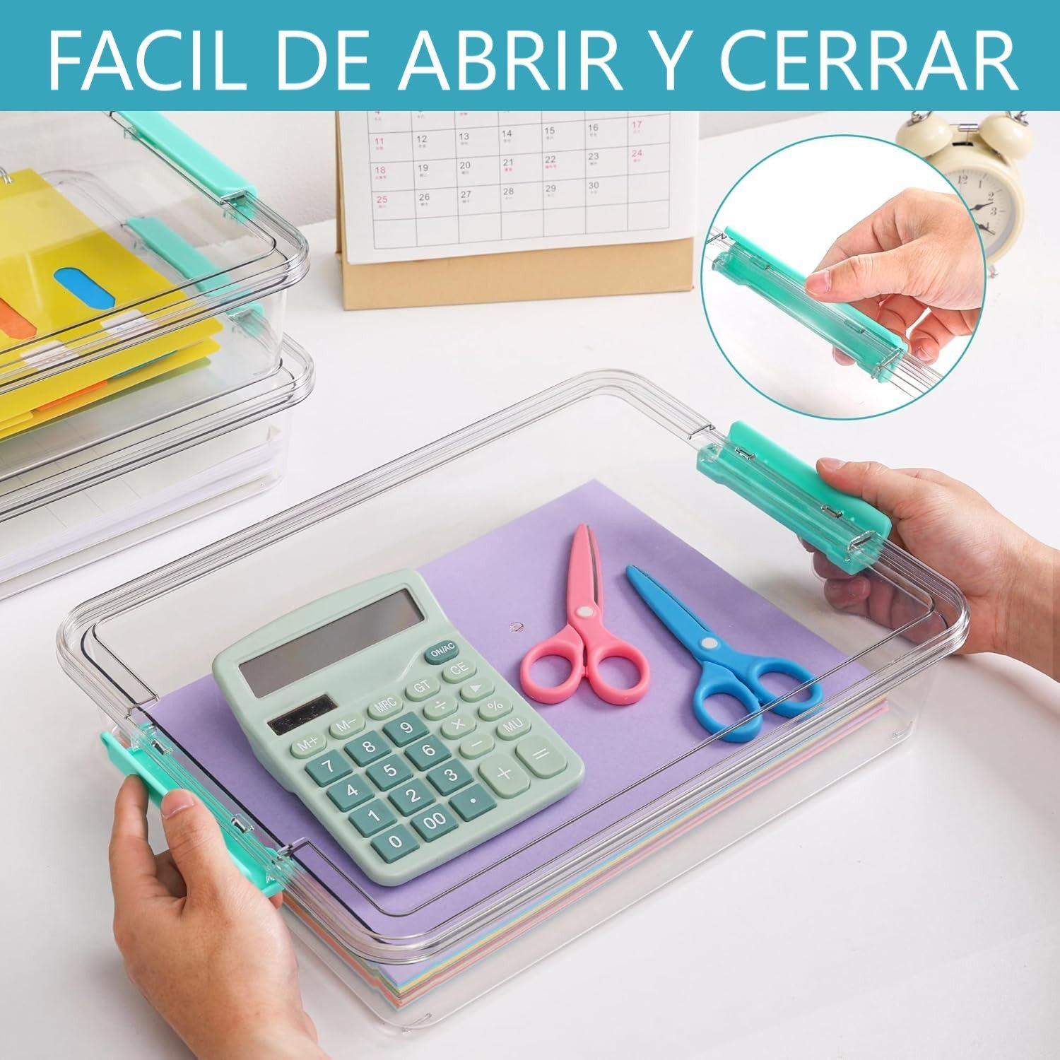 Pack 4 Contenedores De Almacenamiento De Plástico Con Tapas Turquesa-5