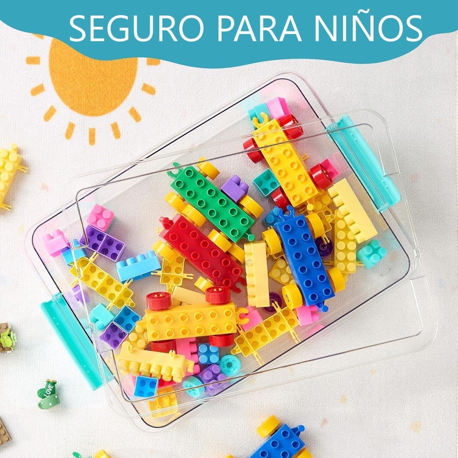 Pack 4 Contenedores De Almacenamiento De Plástico Con Tapas Turquesa-7