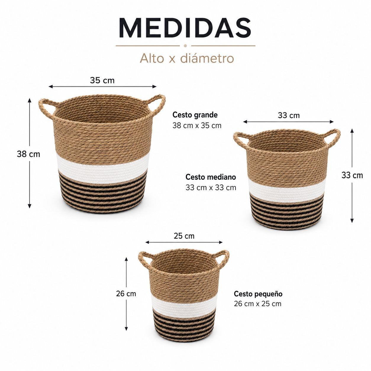 Set 3 Canastos Organizador De Hogar De Yute Natural Con Asa-6