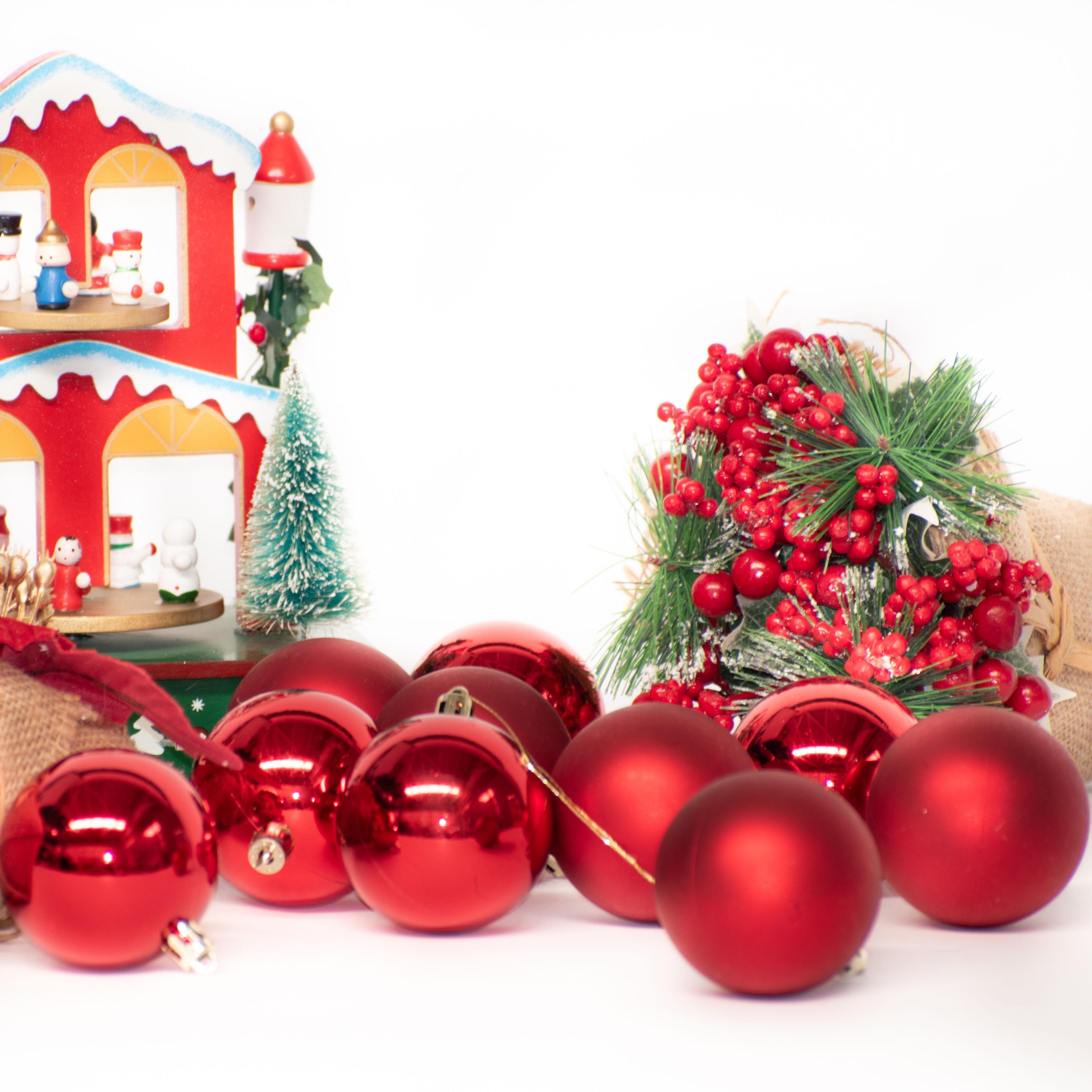PACK 30 ESFERAS NAVIDEÑA BAMBALINAS ADORNOS ARBOLITO NAVIDAD 6CM-2