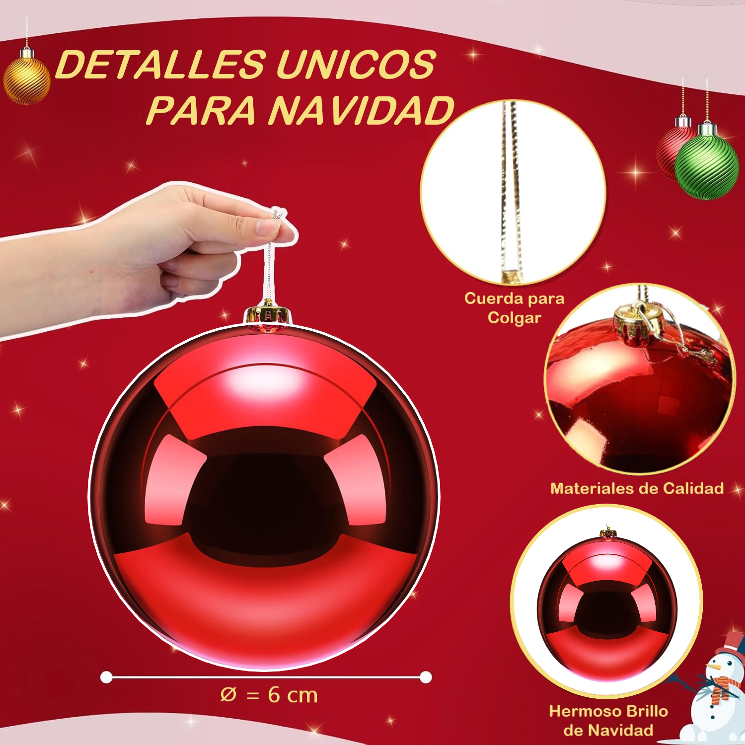 PACK 30 ESFERAS NAVIDEÑA BAMBALINAS ADORNOS ARBOLITO NAVIDAD 6CM-5