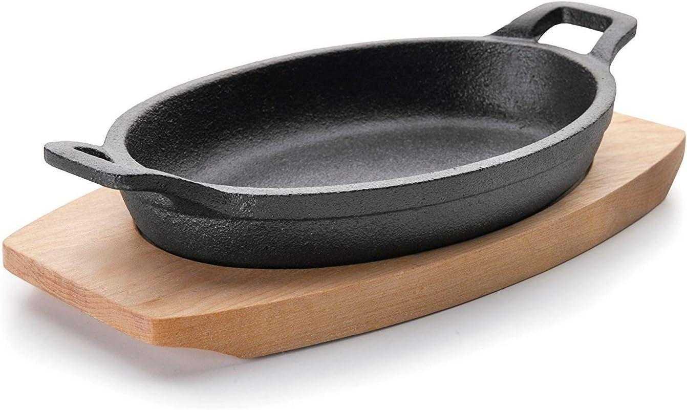 Sarten Hierro Fundido Antiadherente Con Asa Y Base De Madera-0