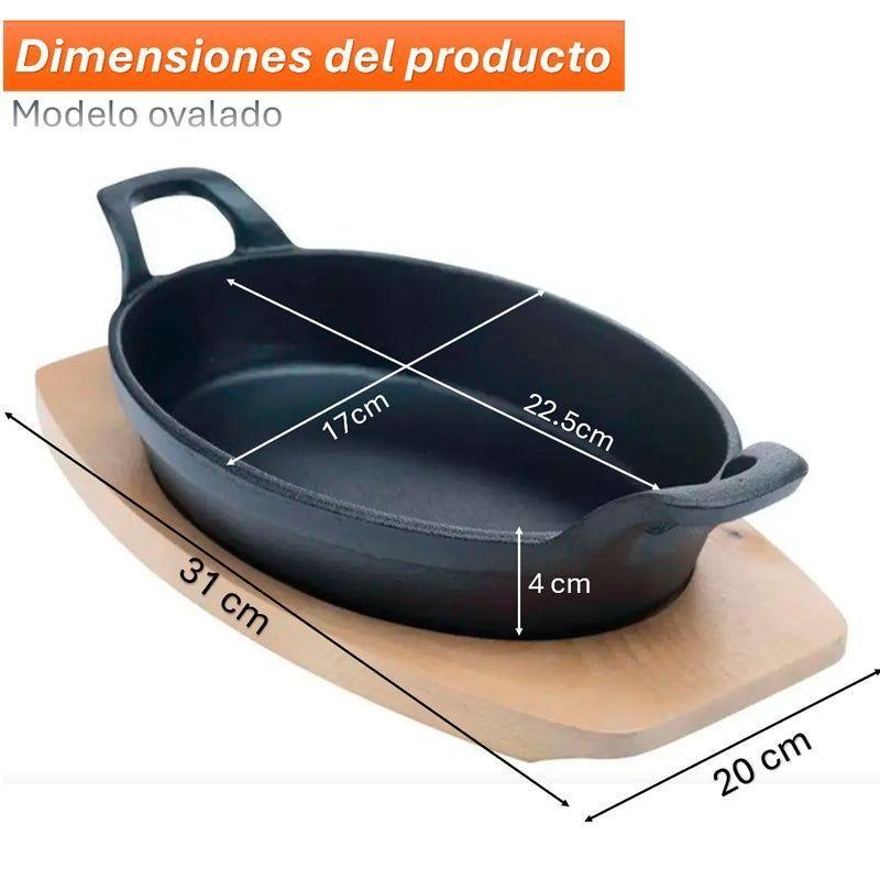 Sarten Hierro Fundido Antiadherente Con Asa Y Base De Madera-1