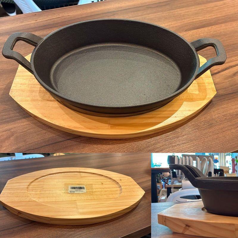 Sarten Hierro Fundido Antiadherente Con Asa Y Base De Madera-4