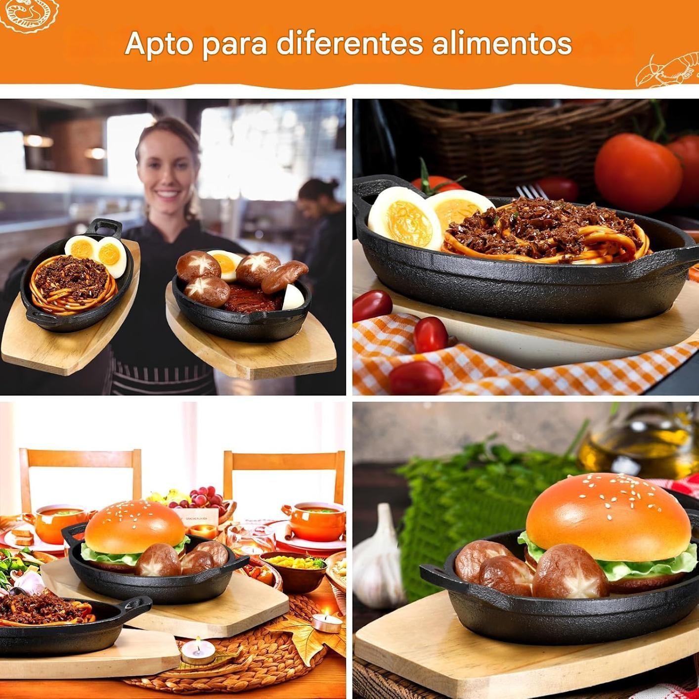 Sarten Hierro Fundido Antiadherente Con Asa Y Base De Madera-5