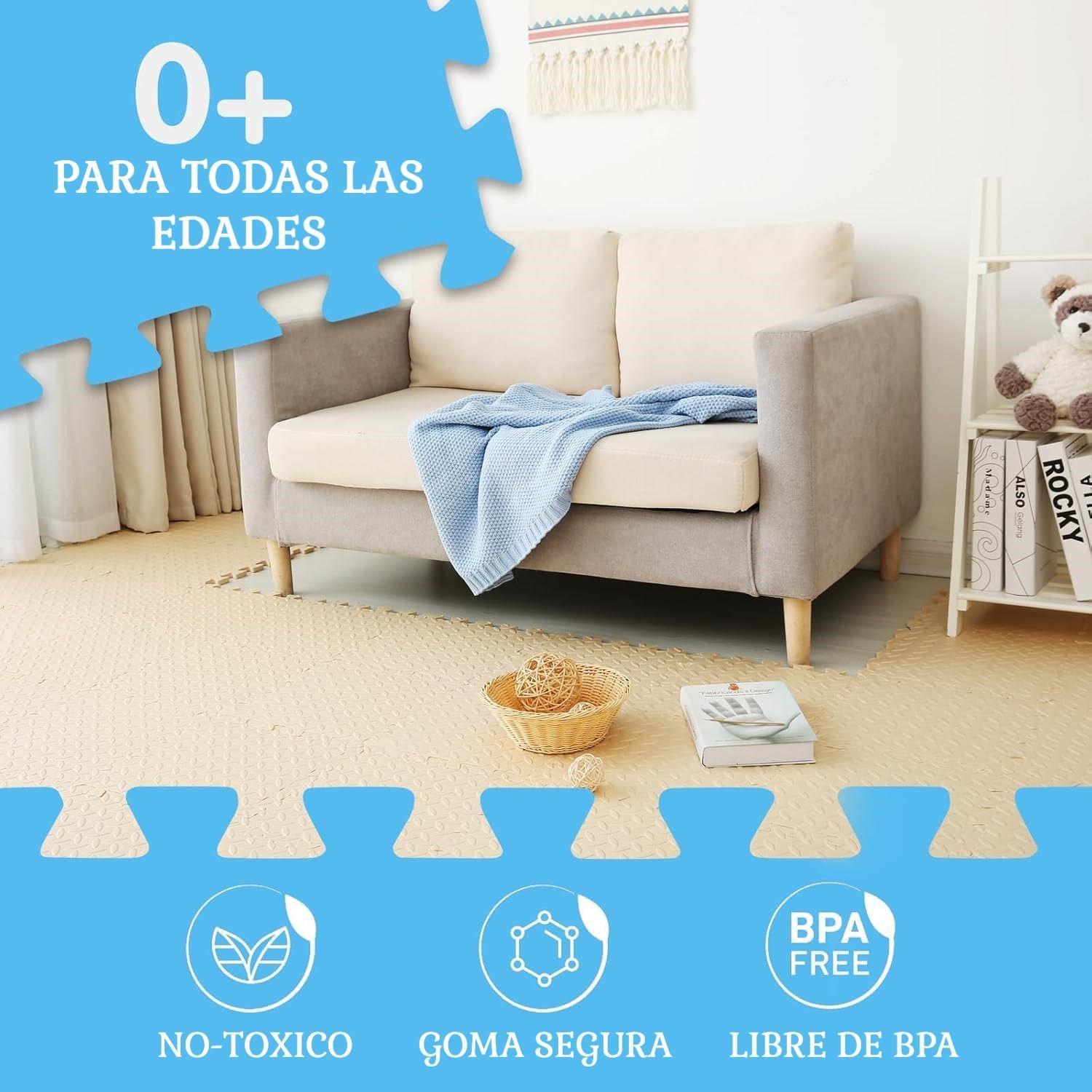 Pack De 4 Alfombras Piso Puzzle Goma Eva Antigolpes 60x60cm WakesHome-2