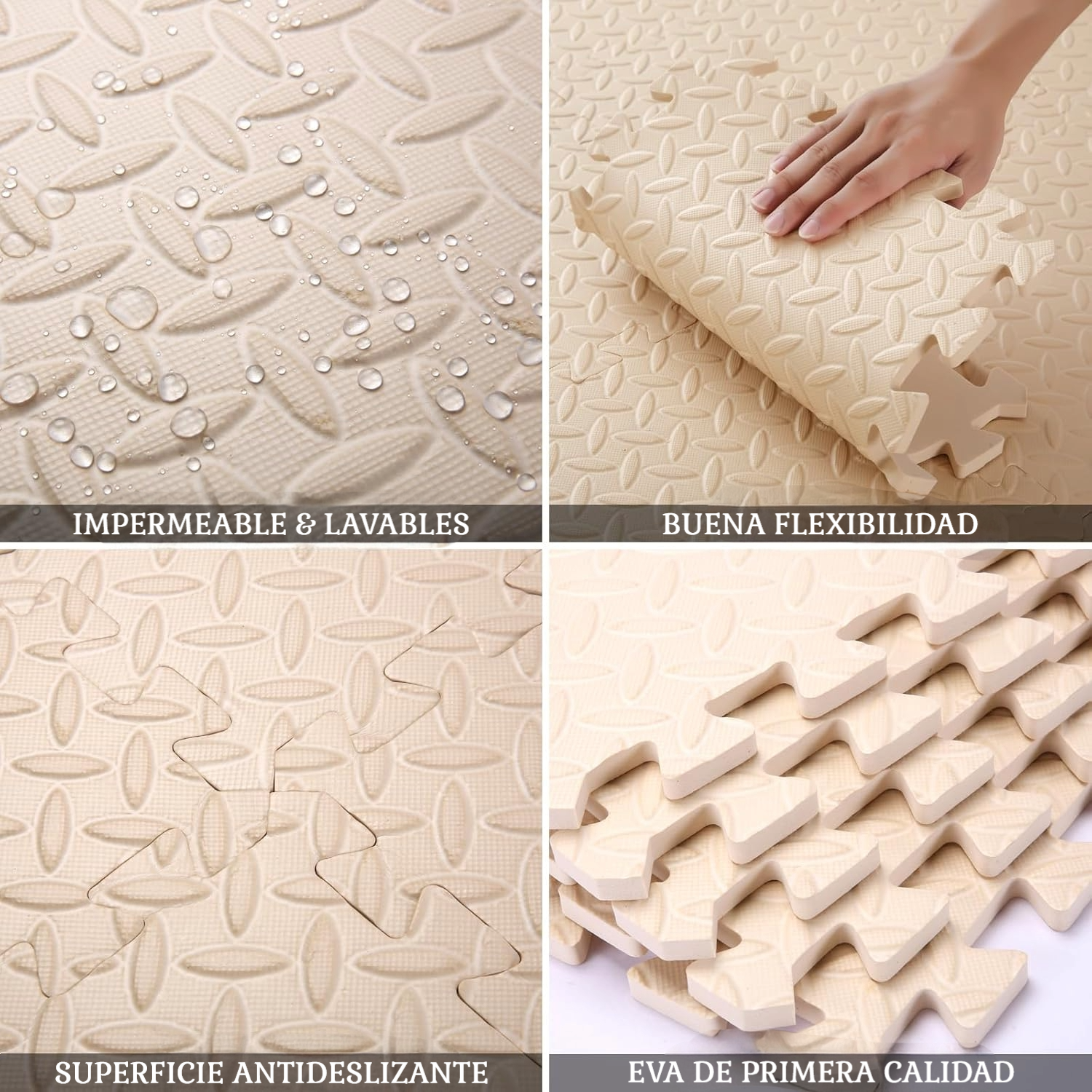 Pack De 4 Alfombras Piso Puzzle Goma Eva Antigolpes 60x60cm WakesHome-3