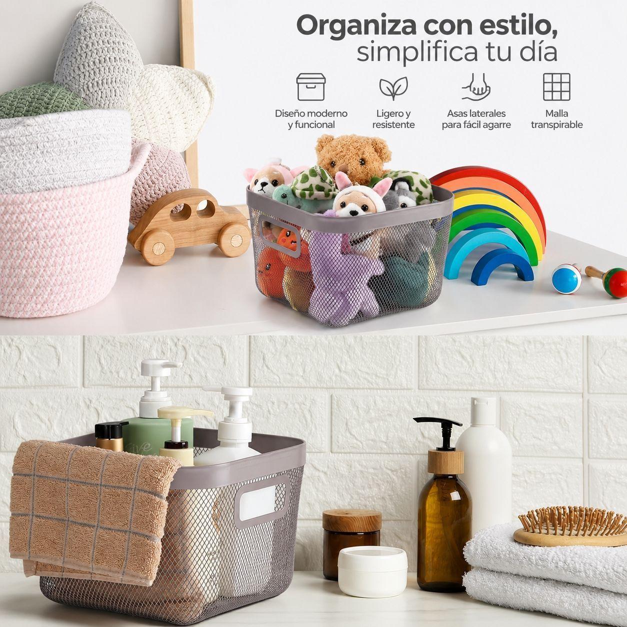 Cesta Metalica Contenedor De Almacenamiento Multiuso-3