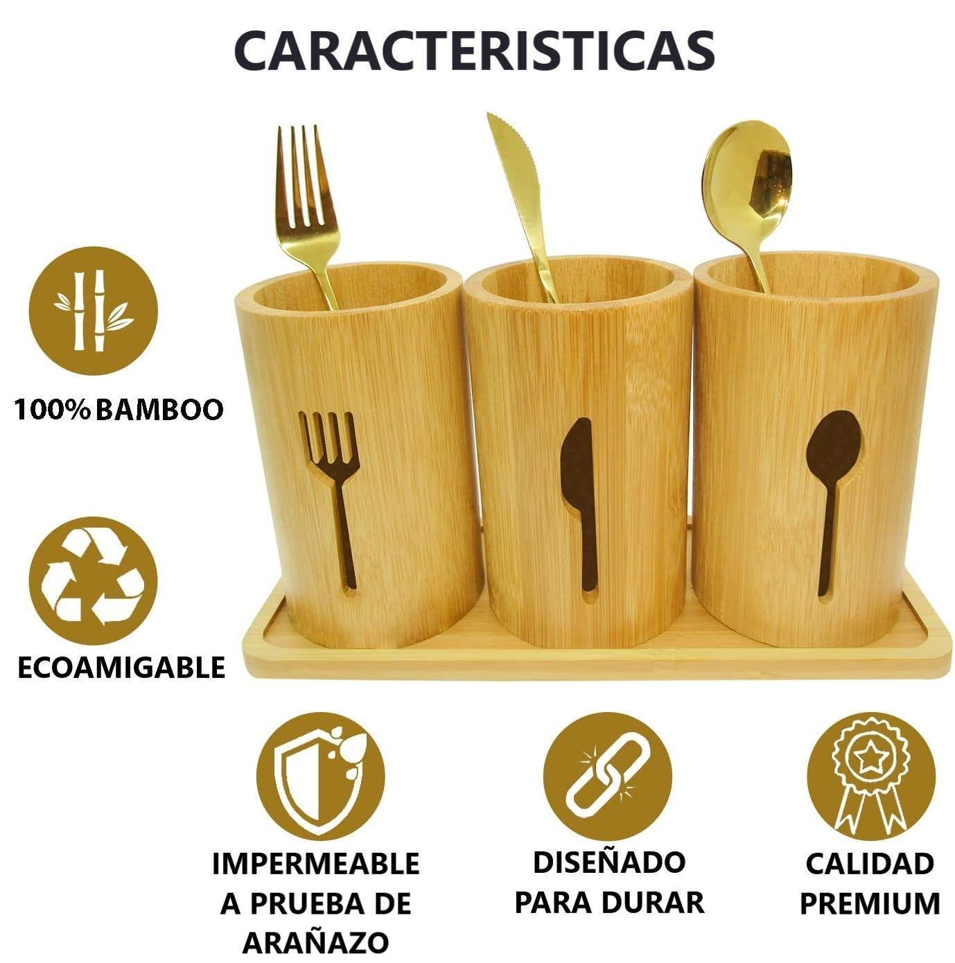 Escurridor De Cubierto Y Utensilios Cocina Porta Servicio Madera WakesHome-5