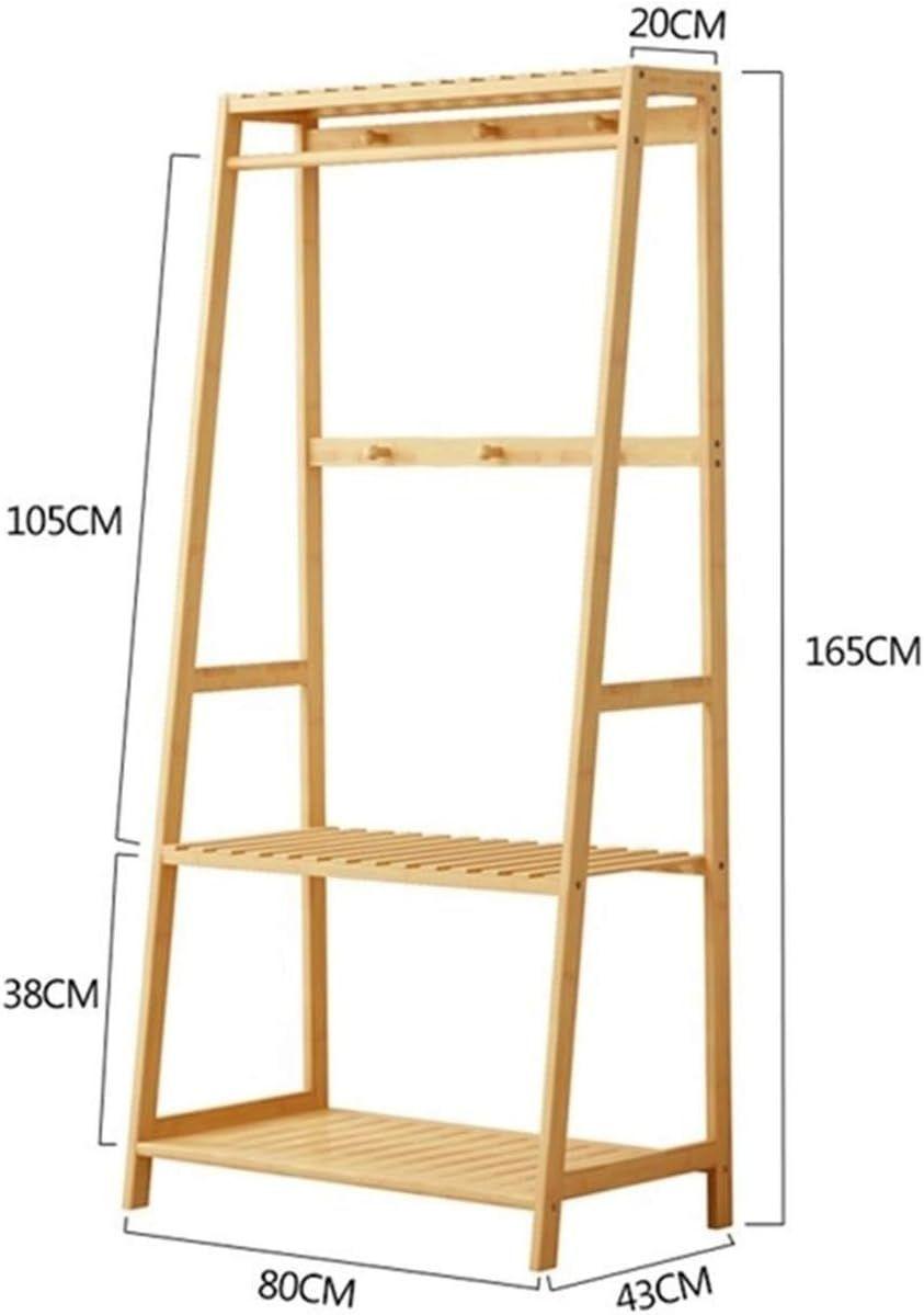 Perchero De Bambú Organizador Colgador De Ropa De Madera-3