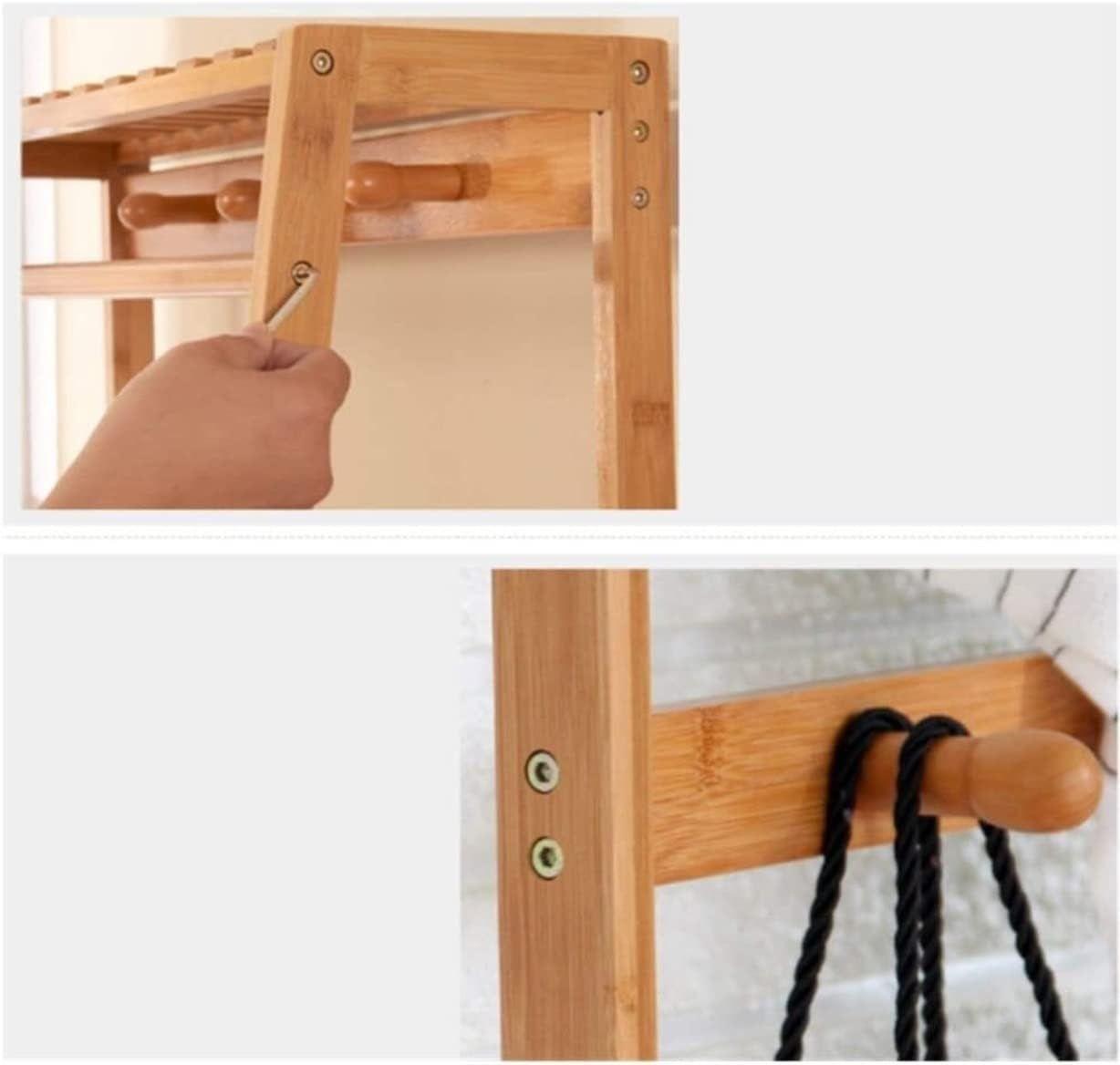Perchero De Bambú Organizador Colgador De Ropa De Madera-4