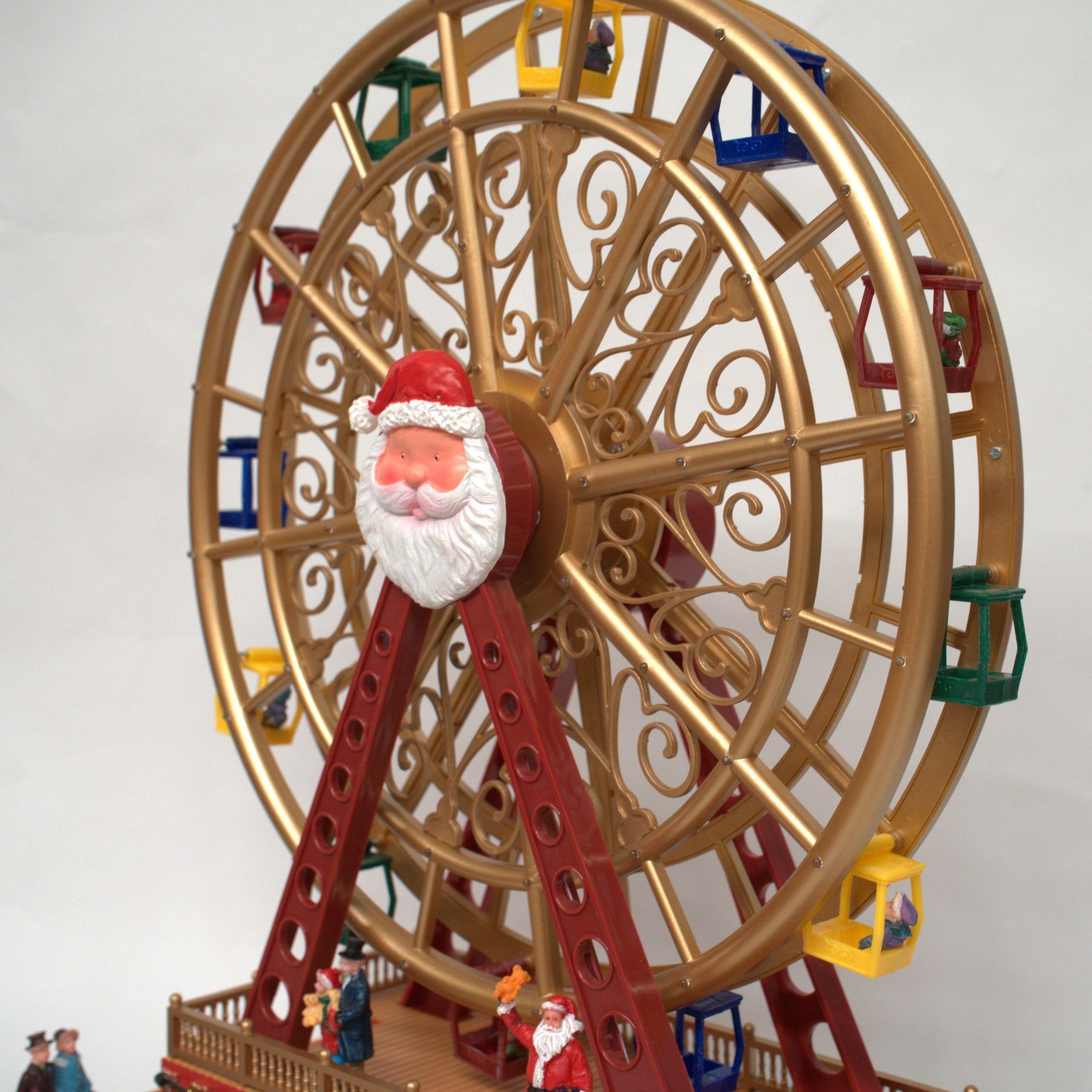 Adorno Navidad Rueda De La Fortuna Luces Musica Y Movimiento Rojo-4