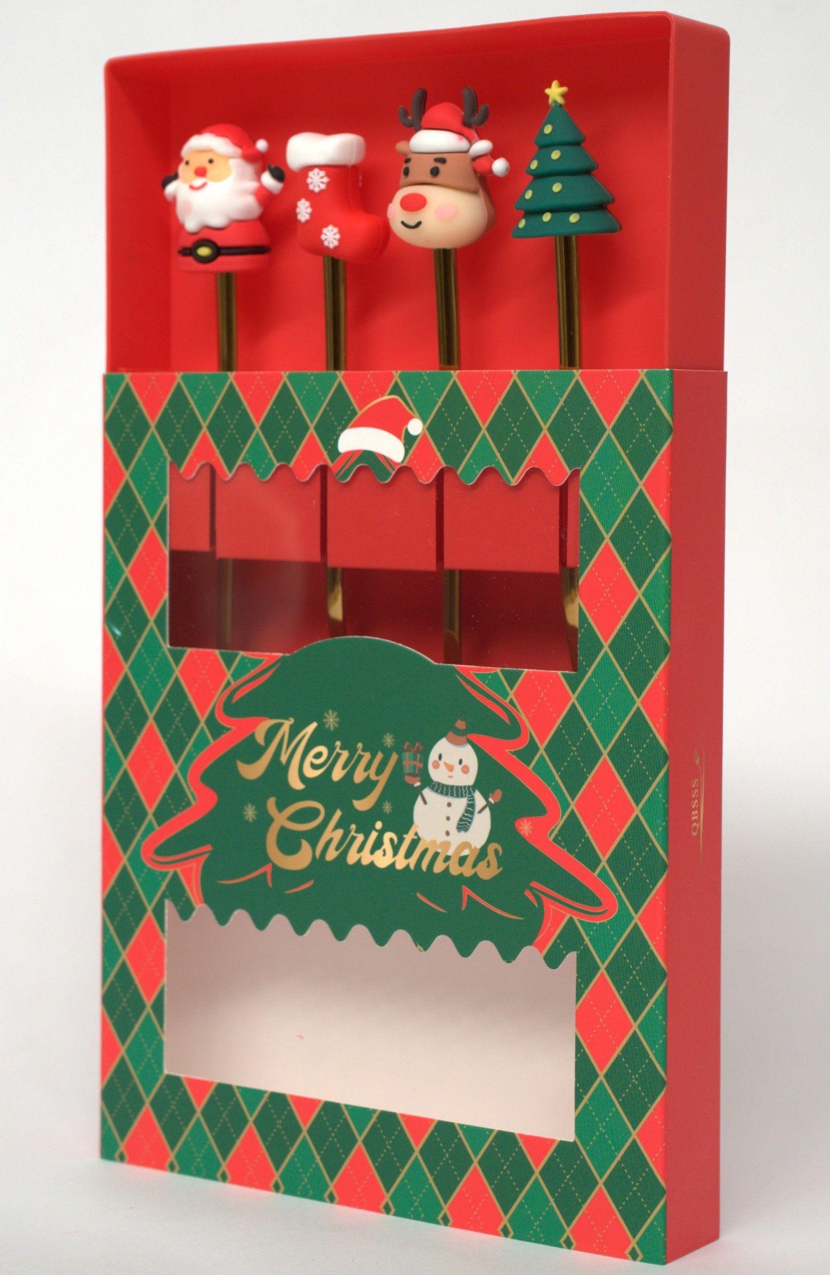 Set 4 Cubiertos Navideños Cuchara Y Tenedor Decoración Mesa-5