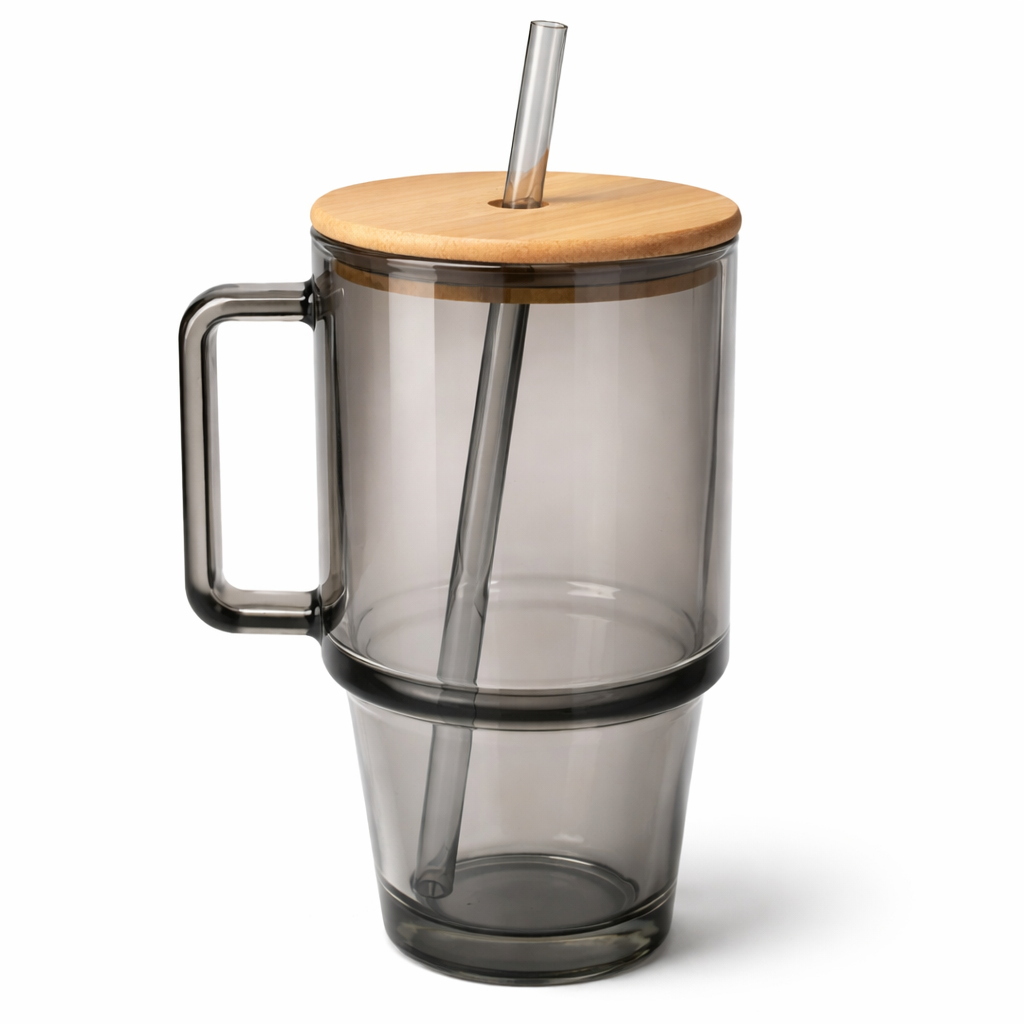 Vaso Lata De Vidrio Con Tapa Bambu Y Bombilla 700ml-0