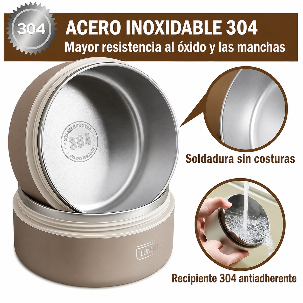 4 Loncheras T rmica Apilable De Acero Inoxidable Colaccion-5